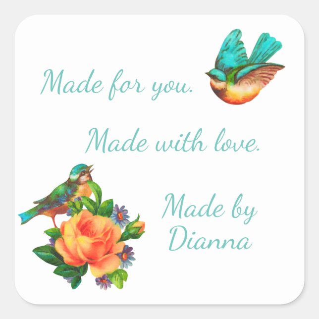 Birds and Flowers Product Square Stickers (Front)