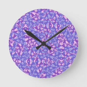 Birds And Flowers Round Clock