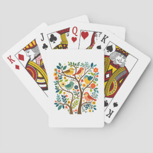 Birds and Flowers Scandinavian Folk Art Playing Cards