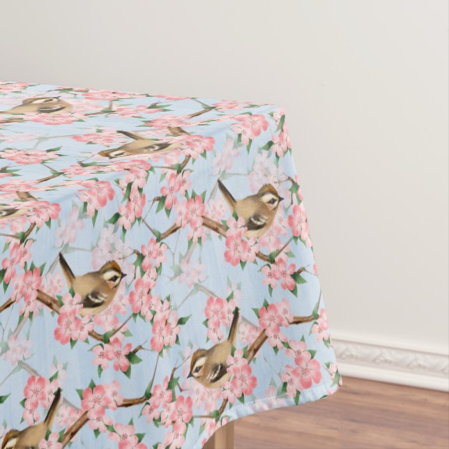 Birds and flowers. Spring gardern pattern Tablecloth (In Situ)