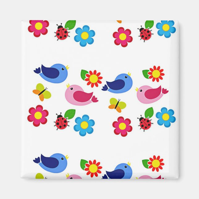 Birds and flowers spring time magnet (Front)