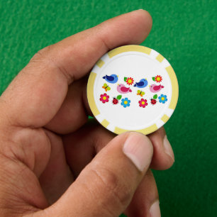 Birds and flowers spring time poker chips