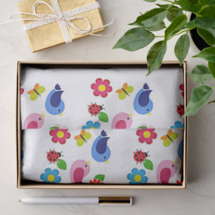 Birds and flowers spring time tissue paper