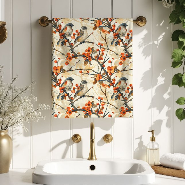 Birds and Flowers Towel Fall Gift for Their Nest (Birds and Flowers Towel Fall Gift for Their Nest)