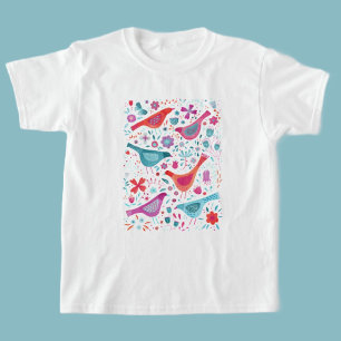 Birds and Flowers Watercolor T-Shirt