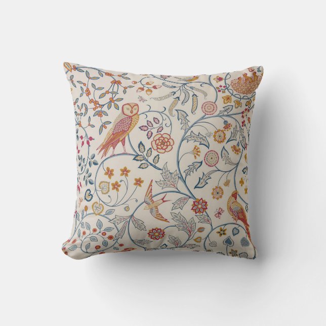 Birds and Flowers, William Morris Cushion (Front)