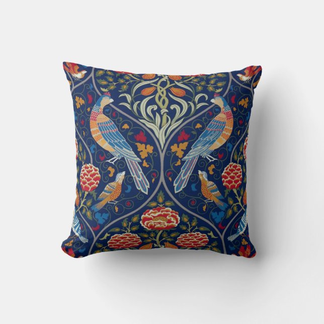 Birds and Flowers, William Morris Cushion (Front)