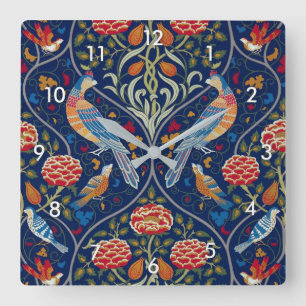 Birds and Flowers, William Morris Square Wall Clock