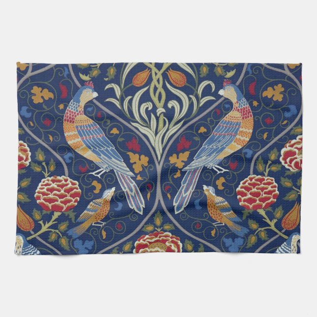Birds and Flowers, William Morris Tea Towel (Horizontal)