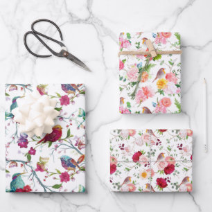 Birds and Flowers Wrapping Paper Sheet
