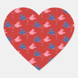 Birds And Keys Heart Sticker
