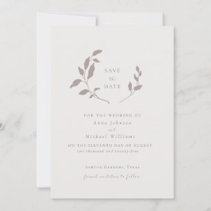 Birds and leaves, pink beige save the date invitation