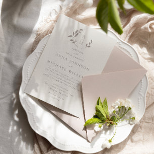 Birds and leaves romantic wedding Invitation