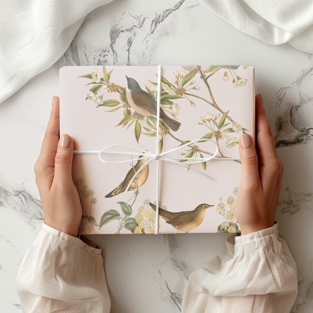 Birds and leaves, romantic wedding  wrapping paper sheet (Creator Uploaded)