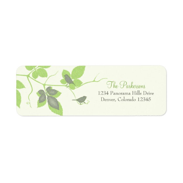 Birds and Leaves Wedding Return Address Labels (Front)