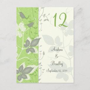 Birds and Leaves Wedding Table Number Card