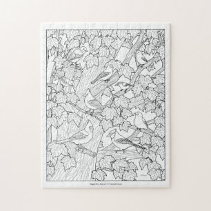 Birds and Maple Tree U-Colour Jigsaw Puzzle
