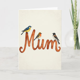 Birds And Mum Watercolor Card