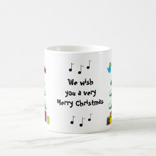 Birds and Musical Notes Christmas Scene Coffee Mug