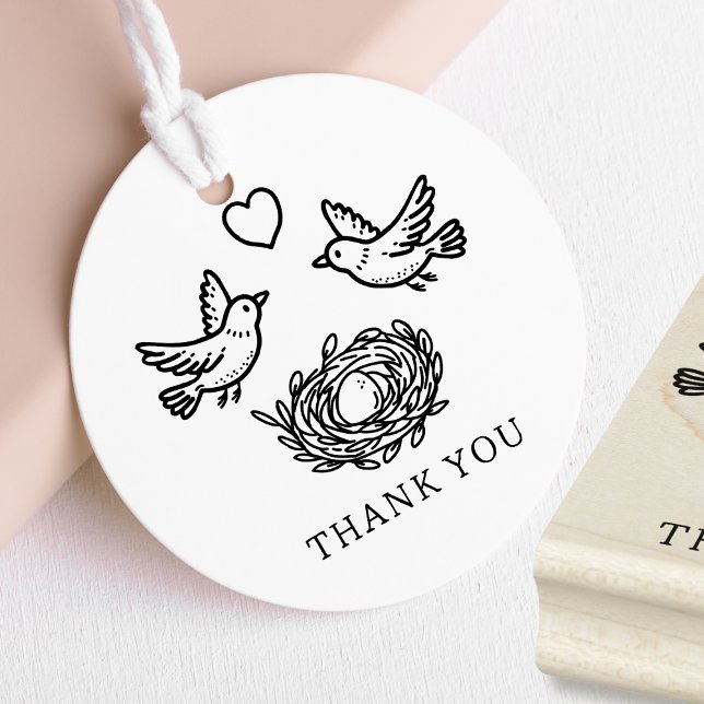 Birds and Nest Baby Shower Thank You Rubber Stamp (Creator Uploaded)