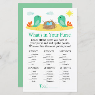 Birds and nest What's in your purse game baby show