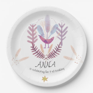 birds and plants kids  paper plate