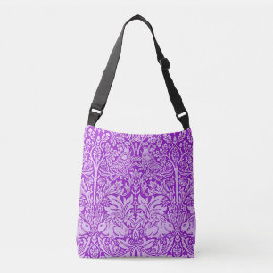 Birds and Rabbits design, colourful lavender, Crossbody Bag