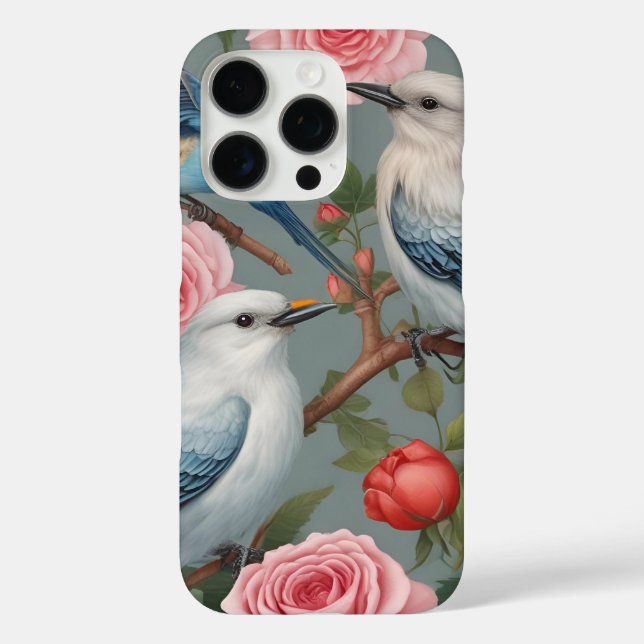 Birds and Roses iPhone 16 Pro Case (Back)