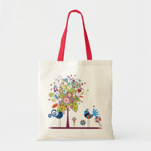 Birds and tree tote bag