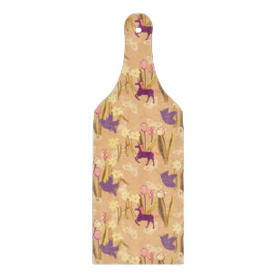 Birds and Unicorns on Spring Meadow Cutting Board