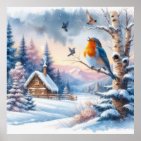 Birds and Winter Landscape 24