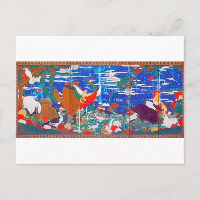 Birds, Animals, and Flowering Plants(Left) Jakuchū Postcard (Front)