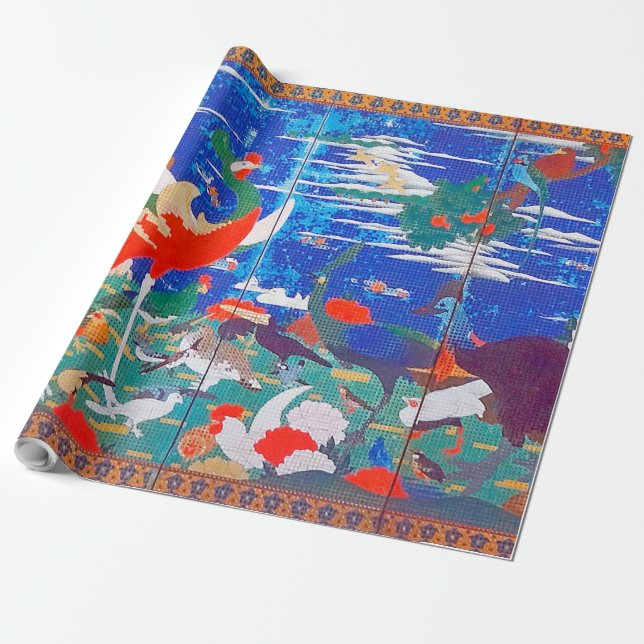 Birds, Animals, and Flowering Plants(Left) Jakuchū Wrapping Paper (Unrolled)