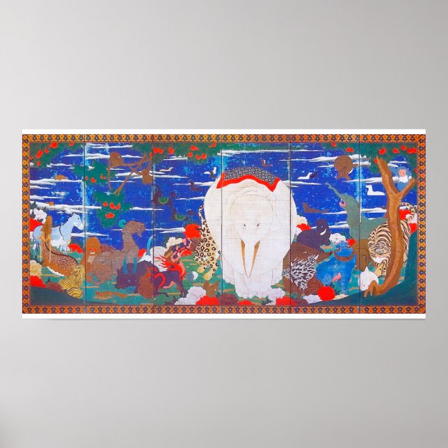 Birds, Animals, and Flowering Plants(Right)Jakuchu Poster (Front)