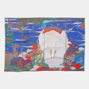 Birds, Animals, & Flowering Plants (Right) Jakuchū Tea Towel