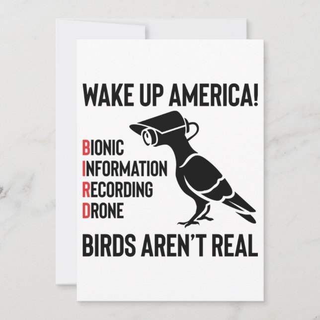 Birds Are Not Real - If It Flies, It Spies Invitation (Front)