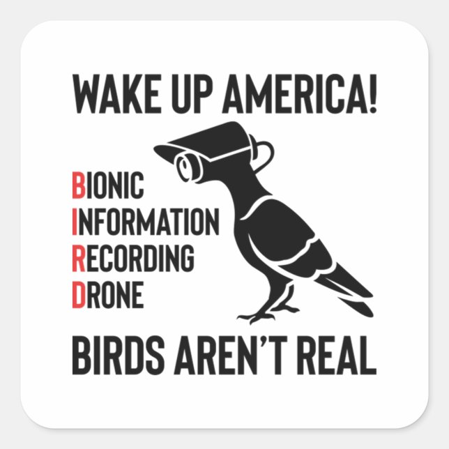 Birds Are Not Real - If It Flies, It Spies Square Sticker (Front)