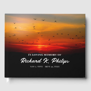 Birds At Sunrise Sky Celebrating the Life Guest Book