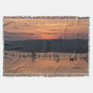 Birds at sunrise throw blanket