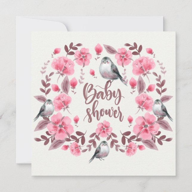 Birds Baby Shower Invitation (Front)