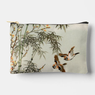 Birds Bamboo Asian Japanese Vintage Accessory Pouch