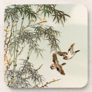Birds Bamboo Asian Japanese Vintage Coaster