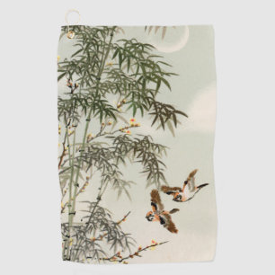 Birds Bamboo Asian Japanese Vintage Golf Towel