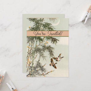 Birds Bamboo Asian Japanese Vintage Invitation