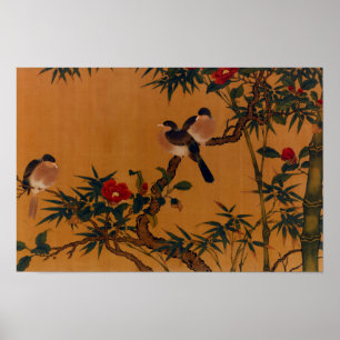 Birds, Bamboo, & Camellias Japanese Art 1644-1911 Poster
