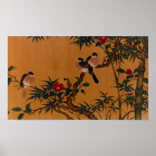 Birds, Bamboo, & Camellias Japanese Art 1644-1911 Poster