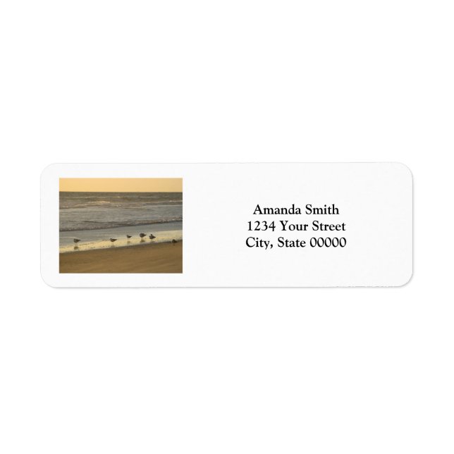 Birds Beach Sunrise Personalise Return Address Label (Front)