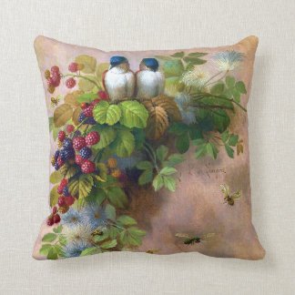 Birds Bees and Berries Fine Art Cushion