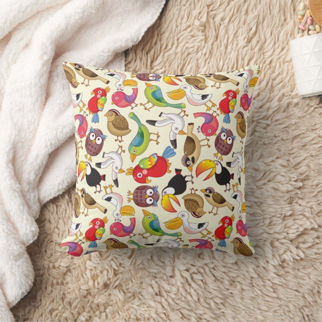Birds, Birds & More Birds Throw Pillow (Blanket)