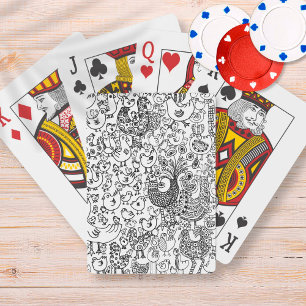 Birds Black and White Illustration Hand Drawn Art Playing Cards